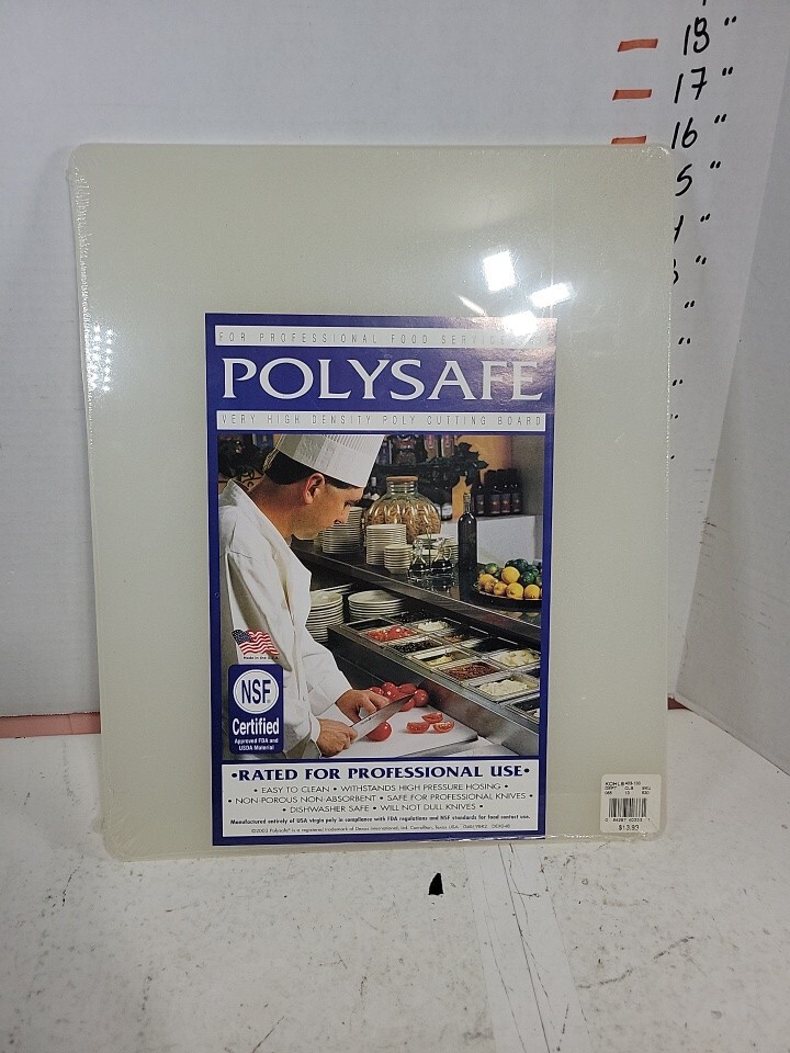 NSF Polysafe Cutting Board with Handle, 14 by 17 Inches, White