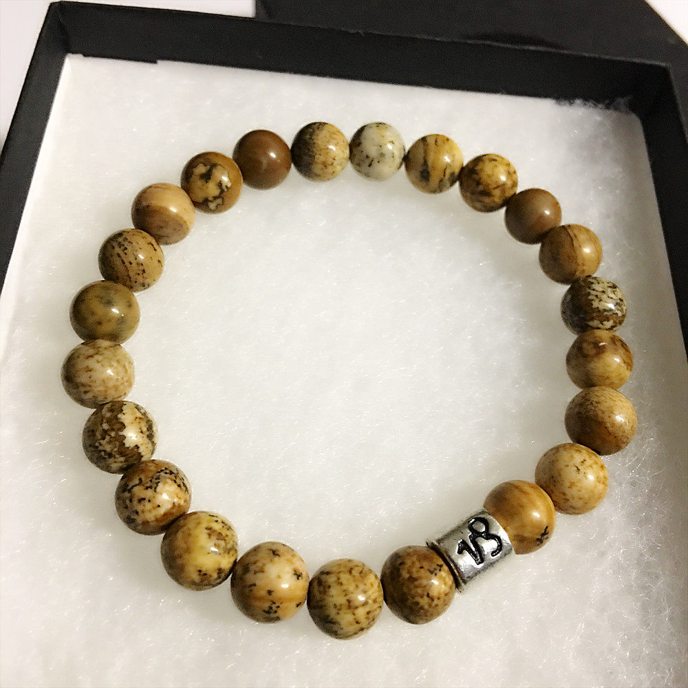 Capricorn Bracelet Jasper Gemstone Bead