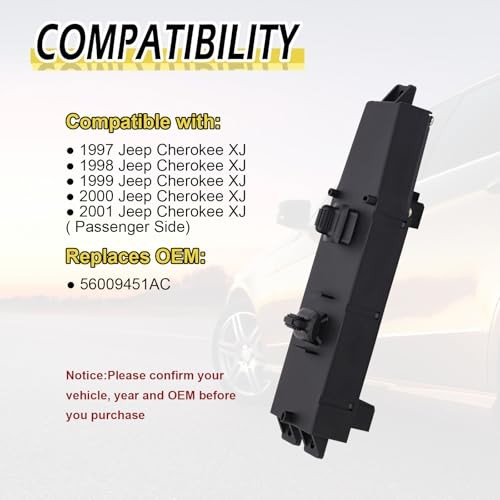 Passenger Side Window Switch Door Lock Control Button Compatible with Jeep