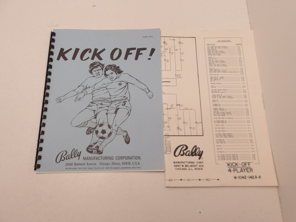 Bally: Kick-Off -Schematic & Manual Set  - NOS