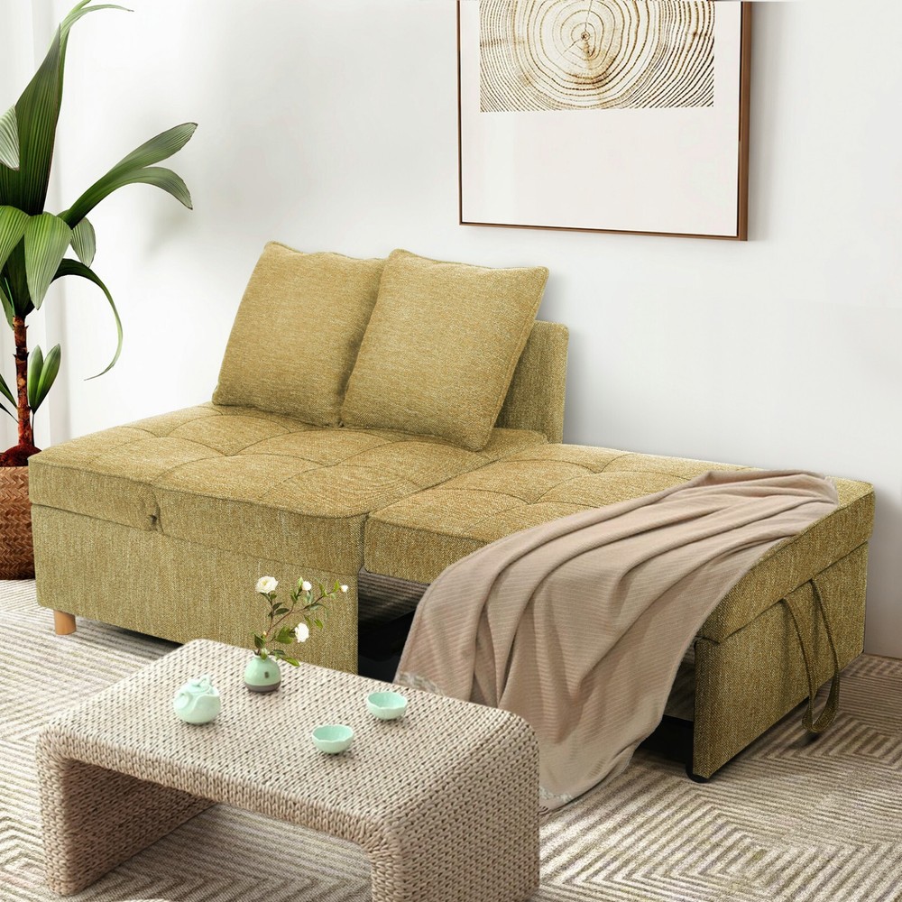 4-in-1 Folding Ottoman Sofa Bed, Convertible Chair Multi-Function Sleeper Sofa:】