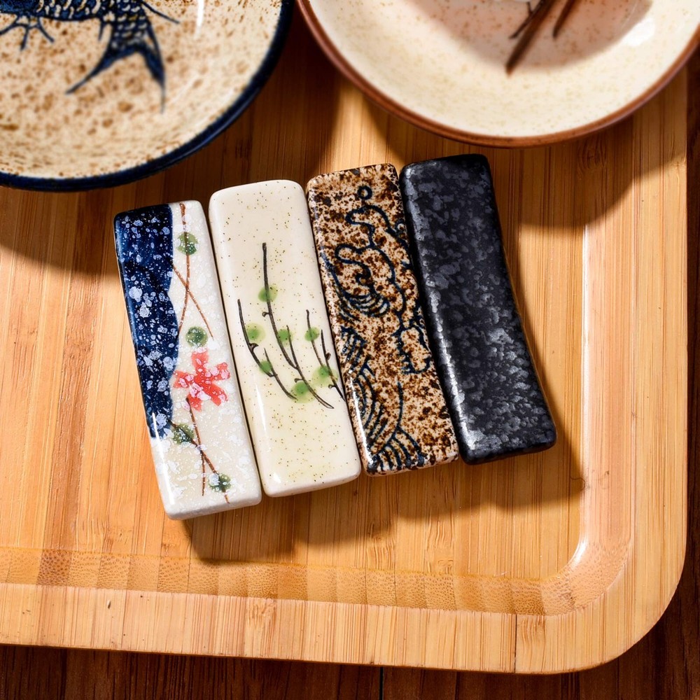 Japanese Style 4 Pcs Ceramic Chopstick Stand Rest Tableware Kitchen Tools for...