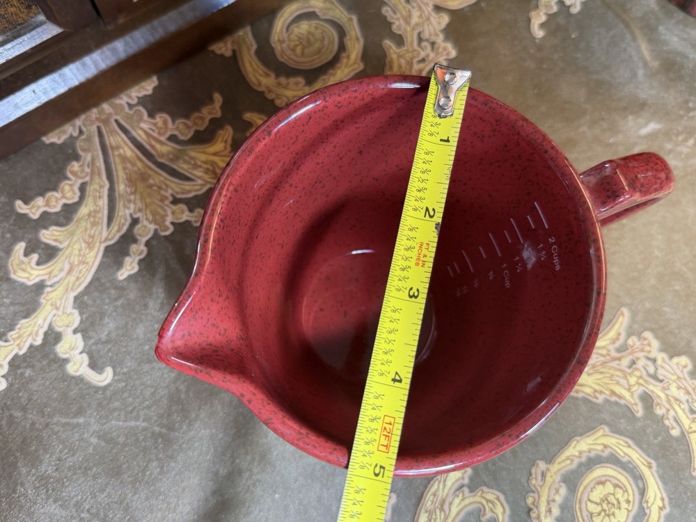 Paula Deen Red Speckled Stoneware Measuring Cup Fluted Rustic Chip