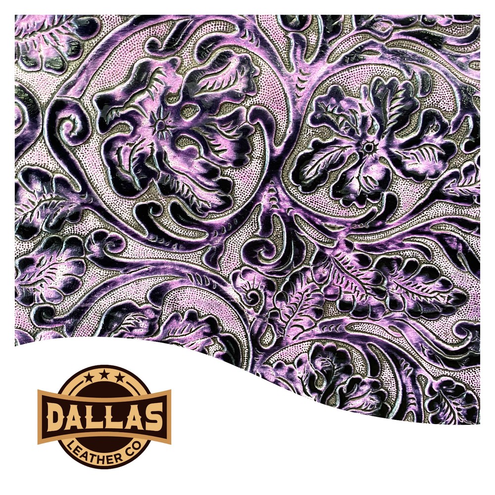 Embossed Leather Cuts | Cowboy Tool Deep Purple | Pre-Cut Sheets PickSize | DLCo