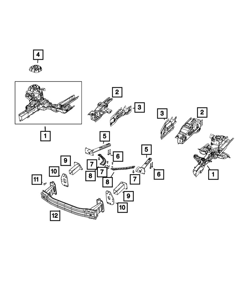 Genuine Mopar Lower Load Beam Extension Right 68260780AA