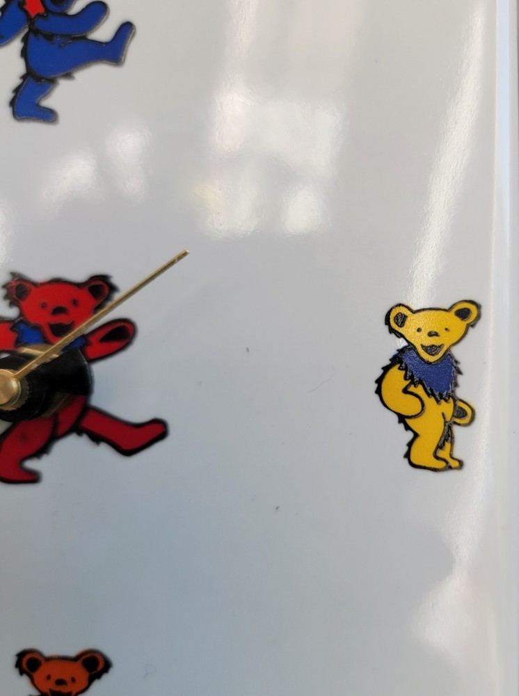 Grateful Dead Vintage 1987 Ceramic Trivet Tile Working Wall Clock Dancing Bears