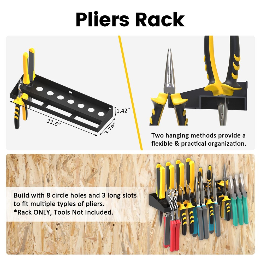 4 Pack Wall Mount Tool Storage Set Screwdriver Pliers Hammer Organizer