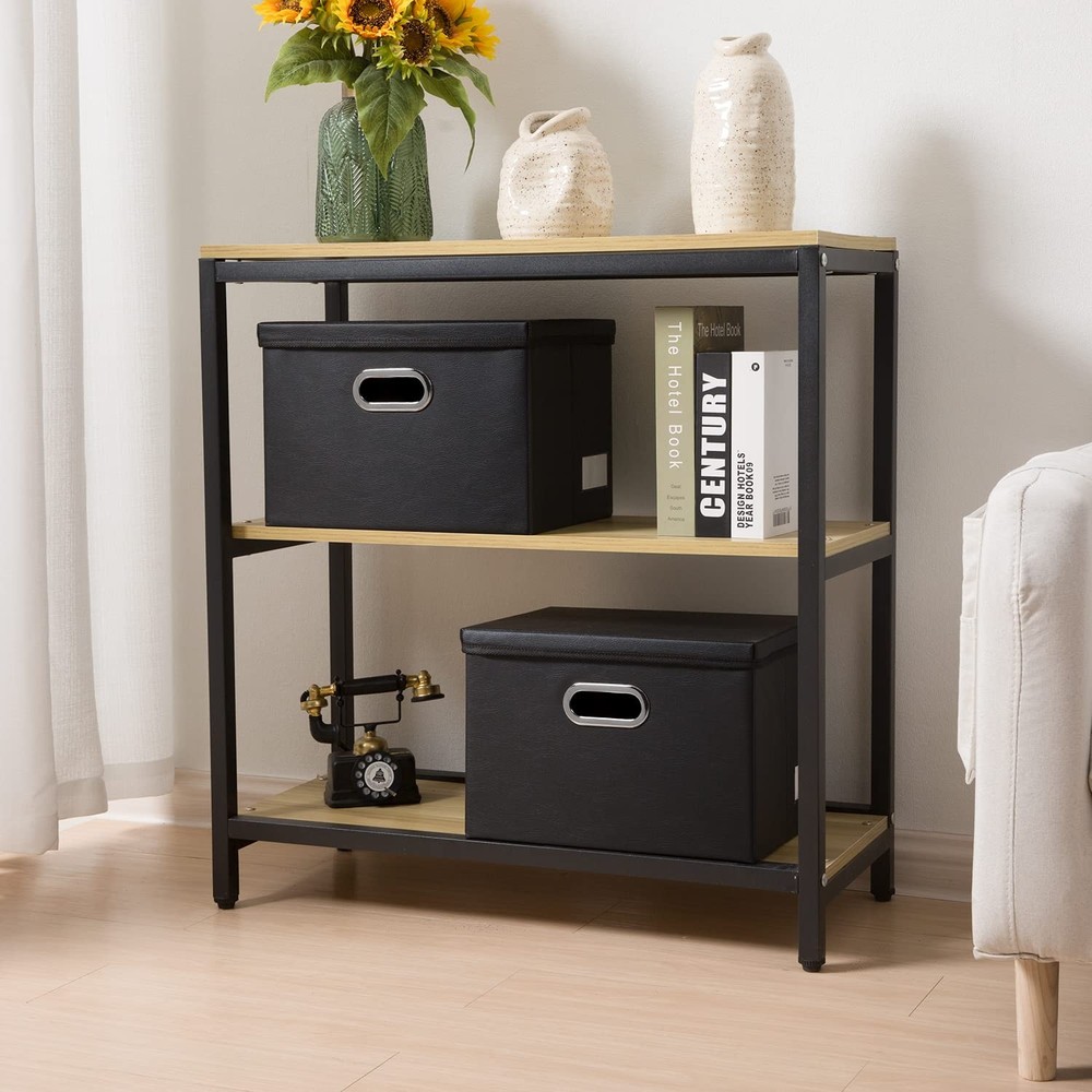 PRANDOM Foldable Storage Bins with Lids [5-Pack] Medium(5-Pack), Black