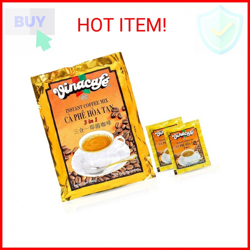Vinacafe Instant Coffee Packets 3 in 1 Authentic Vietnamese Taste, Balanced Medi