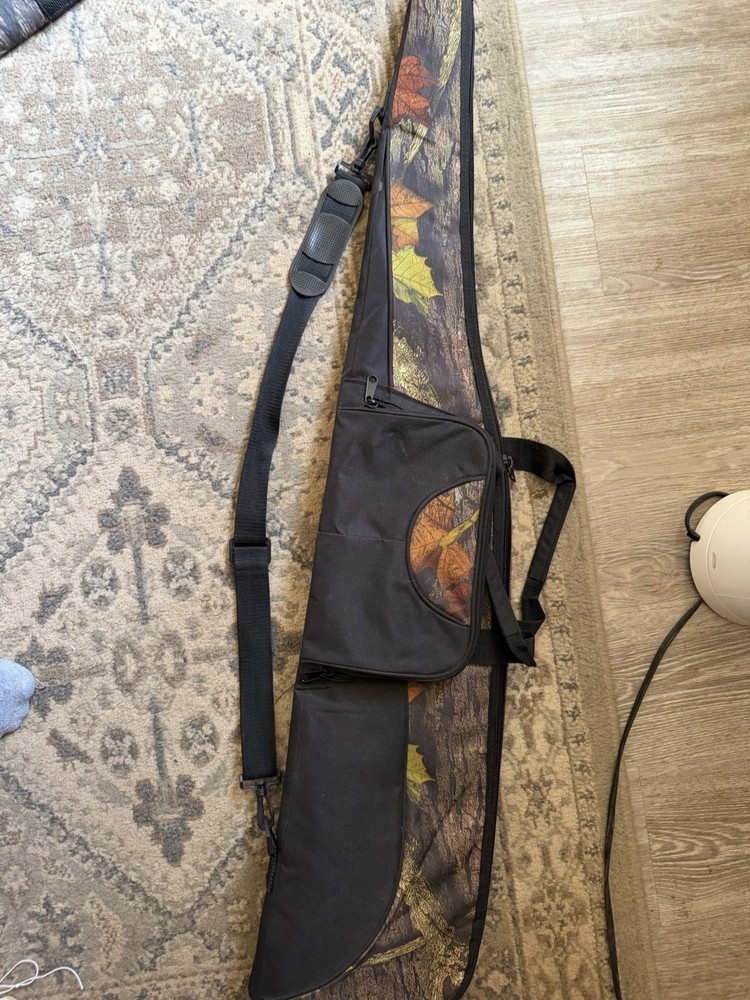 Camo Rifle Soft Case Padded Interior Polyester 3 Pockets Shoulder Strap Black