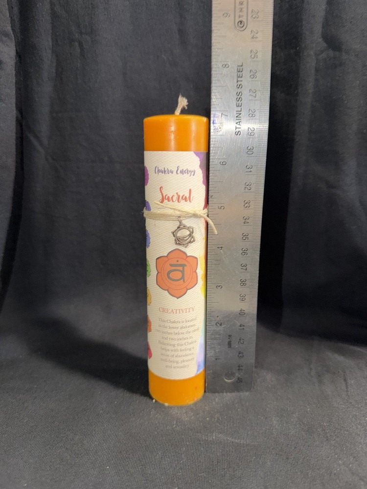 Sacral Chakra Pillar Candle with Pendant