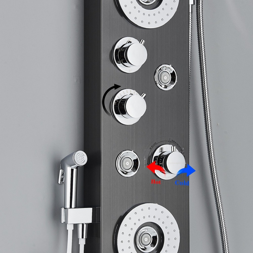 Stainless Steel Shower Panel Tower System LED Rainfall&Waterfall Massage Body
