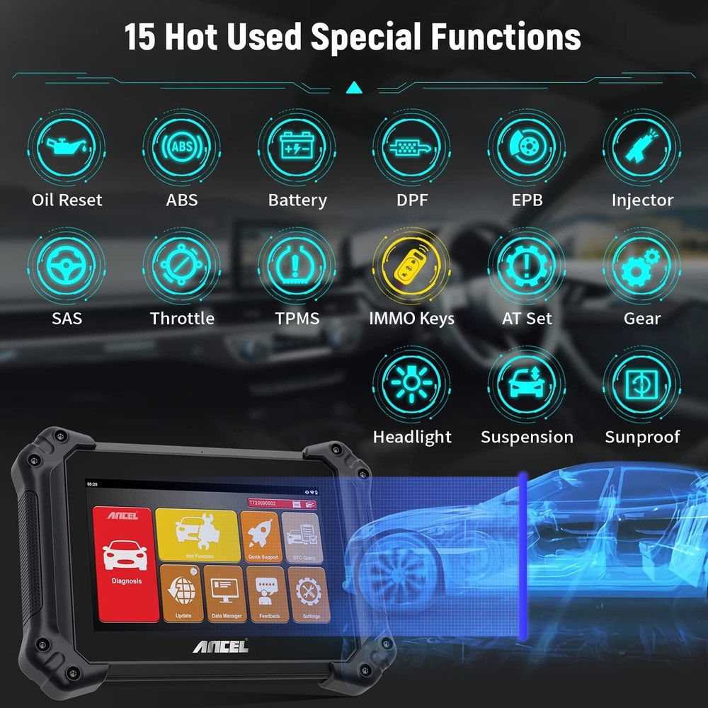 ANCEL V6 OBD2 Scanner Bi-directional Scan Tool All System Diagnostic Active Test