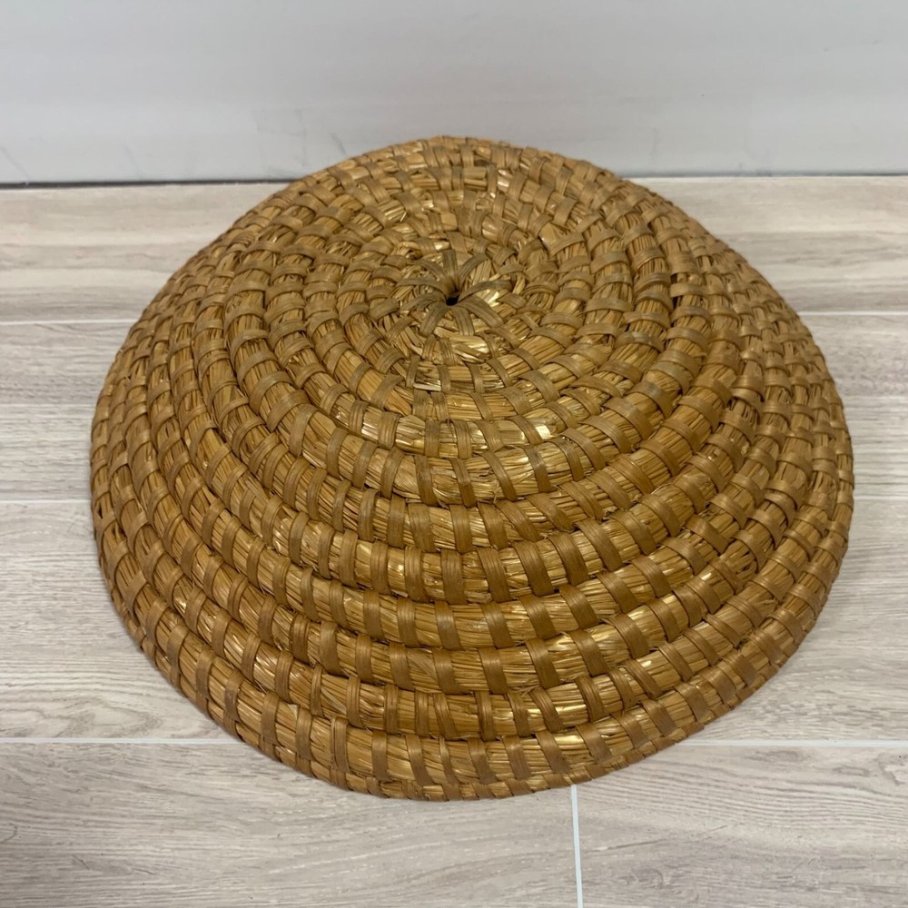 Vintage Handmade Round Basket Boho Decor
