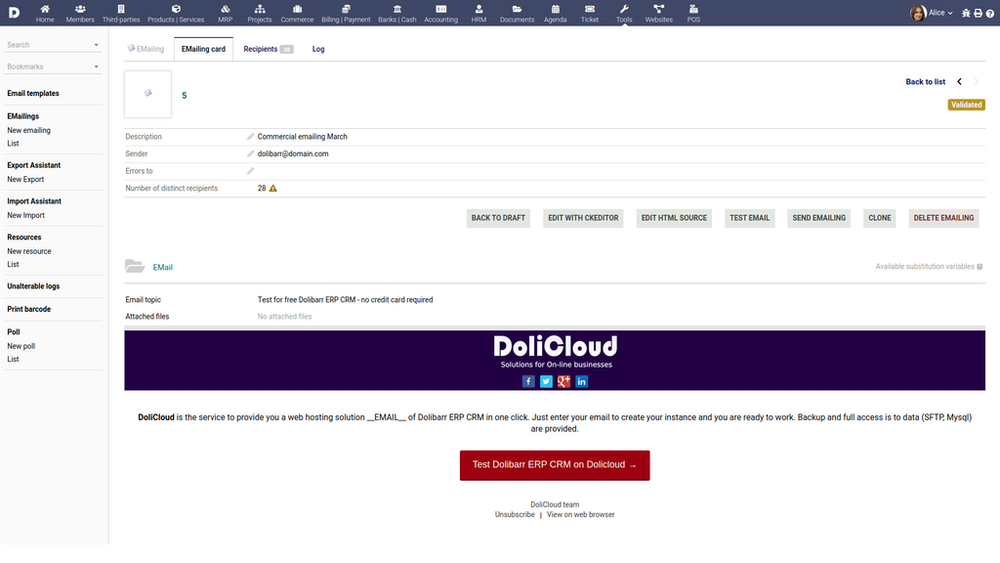 ERP and CRM Web suite for business
