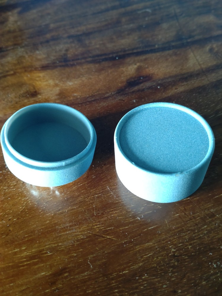 Blue and Silver Fabric Round Box