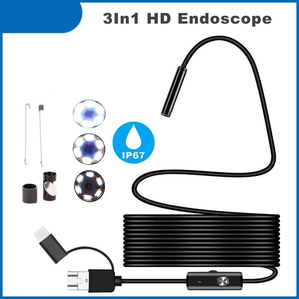 Endoscope 2M Cable 6 LED Inspection Camera for Android USB Type-C Waterproof