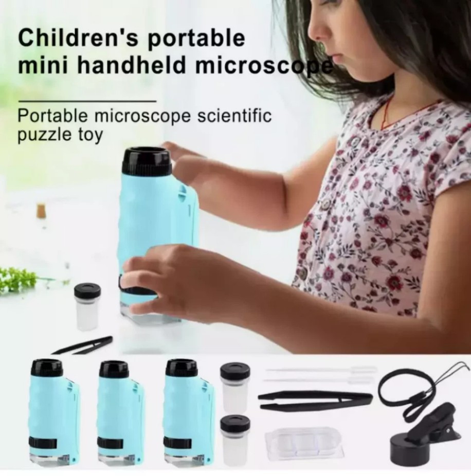 Mini Microscope for Kids, Portable Microscope, LED Lighting Small Handheld*&&