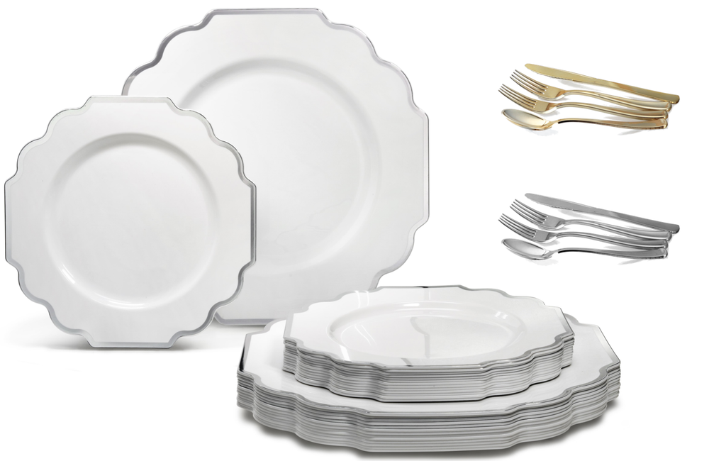 "OCCASIONS" IMPERIAL Bulk Wedding Party Disposable Plastic Plates & Silverware