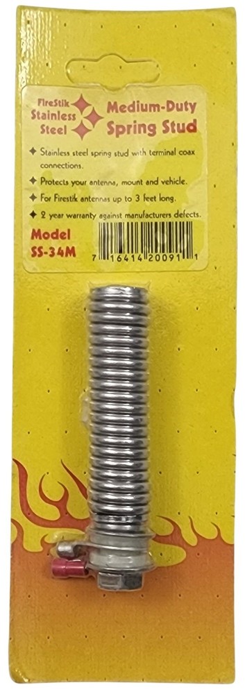 FireStik SS-34M Crimp-on Stainless Medium Duty Spring Stud Mount CB Antenna