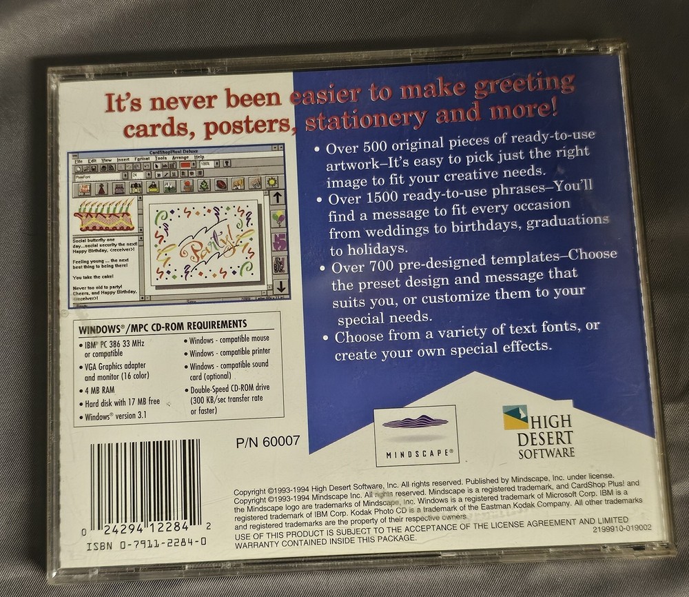 Cardshop Plus! Deluxe (PC, 1994) Program (D)