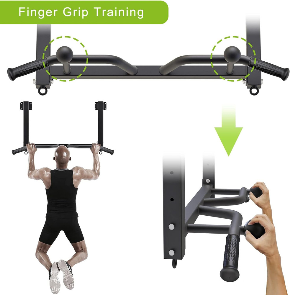 Heavy Duty Joist Mounted Pull Up Bar with Multi-Angle Grip & Accessories