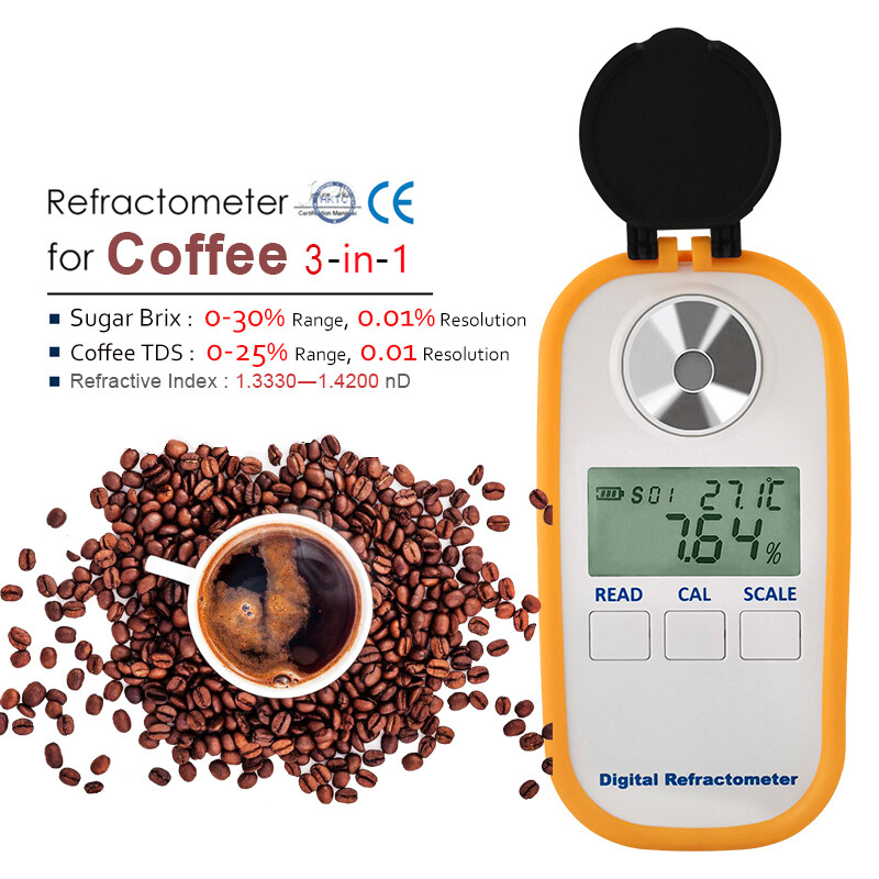 3-in-1 Auto Digital Refractometer Coffee Brix TDS Hydrometer Concentration Meter