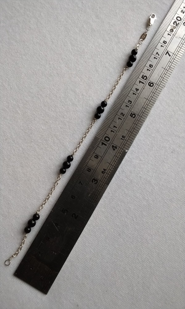 Sterling Silver and Black Bead Bracelet