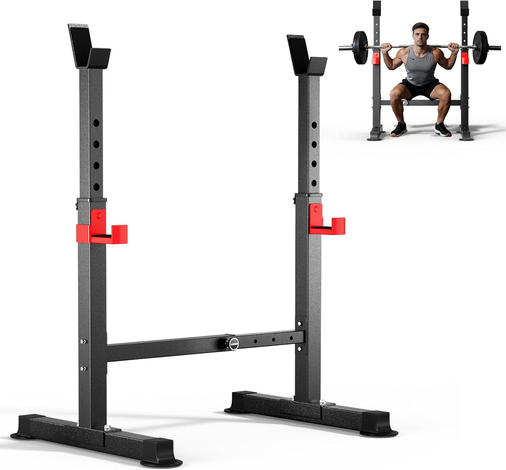 Adjustable Squat Rack, 550LBS Multi-Function Barbell Rack for Weight Lifting and