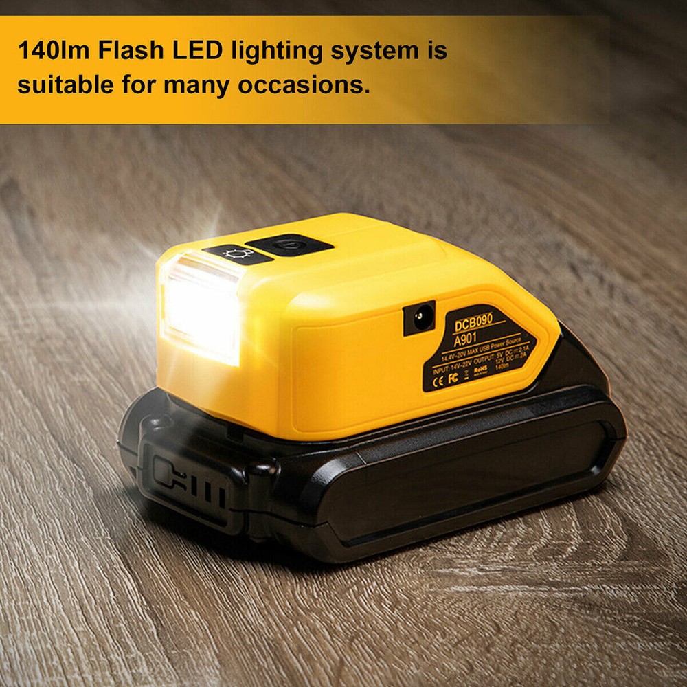 Power Source Lithium Battery Charger 2 USB Adapter For Dewalt 20V/18V DCB090