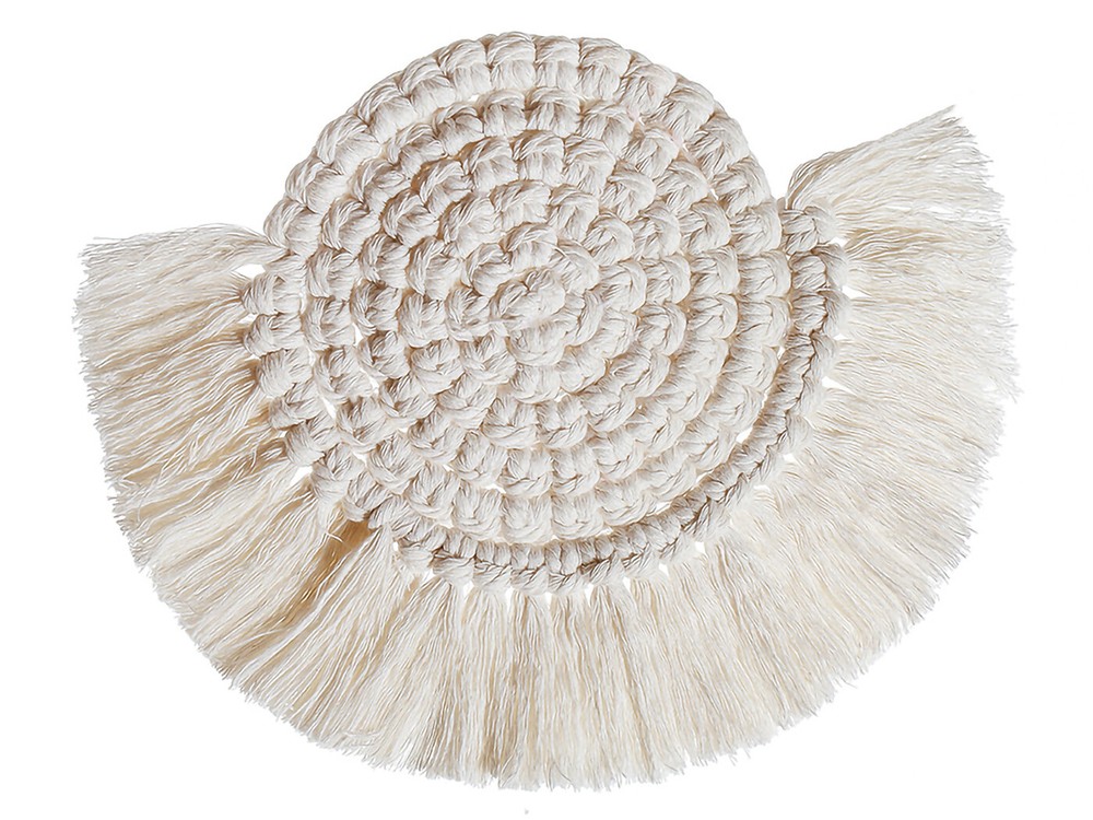 2PCS Solid Tassel Knitted Weave Table Cotton Candle Coffee Cup Mat Coaster