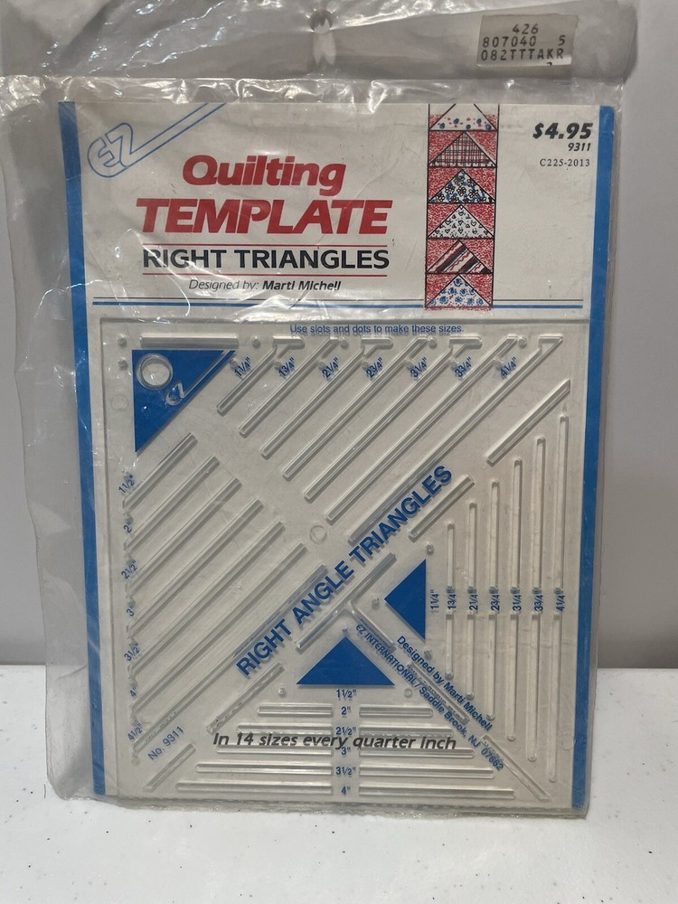 EZ Right Triangles Quilting Cutting Template Plastic #9311 Marti Michell Retro