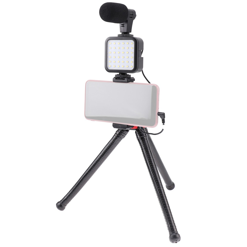 Smartphone Video Vlogging Kit with Tripod+LED Light+Microphone+Remote Control