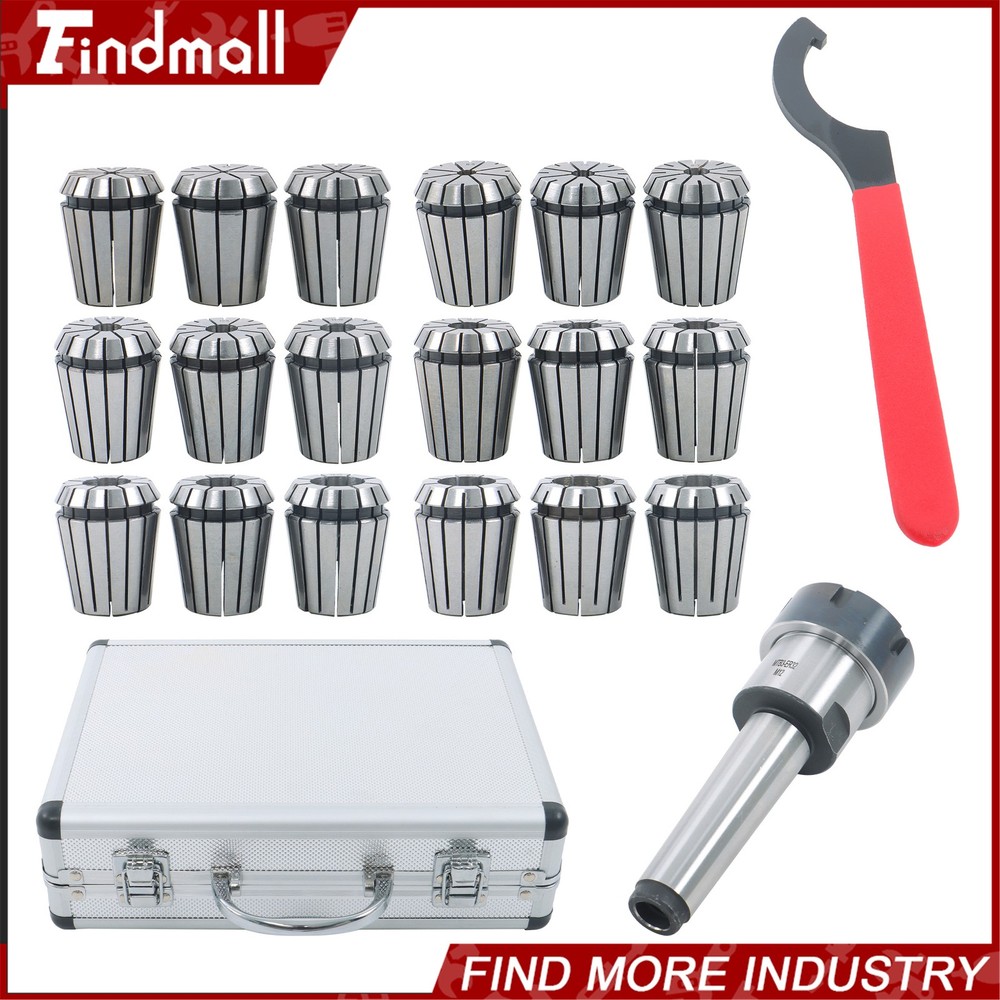 Findmall ER32 Collet Set 18 Pack for MT3 Spindle M12 Thread Spring Collets