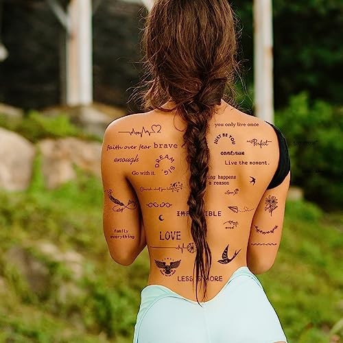 100 Sheets Realistic Temporary Tattoos, 240+ Pcs Black Realistic - 100 Sheets