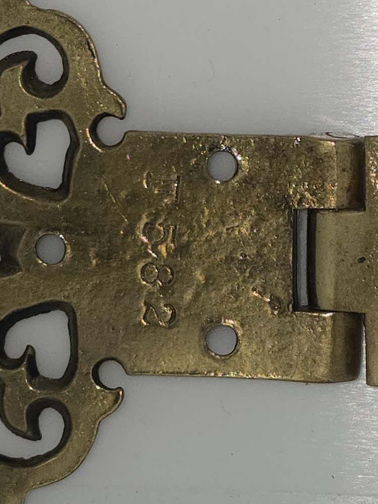 Antique Hinges Ornate Cast Solid Brass Large 6-1/2"