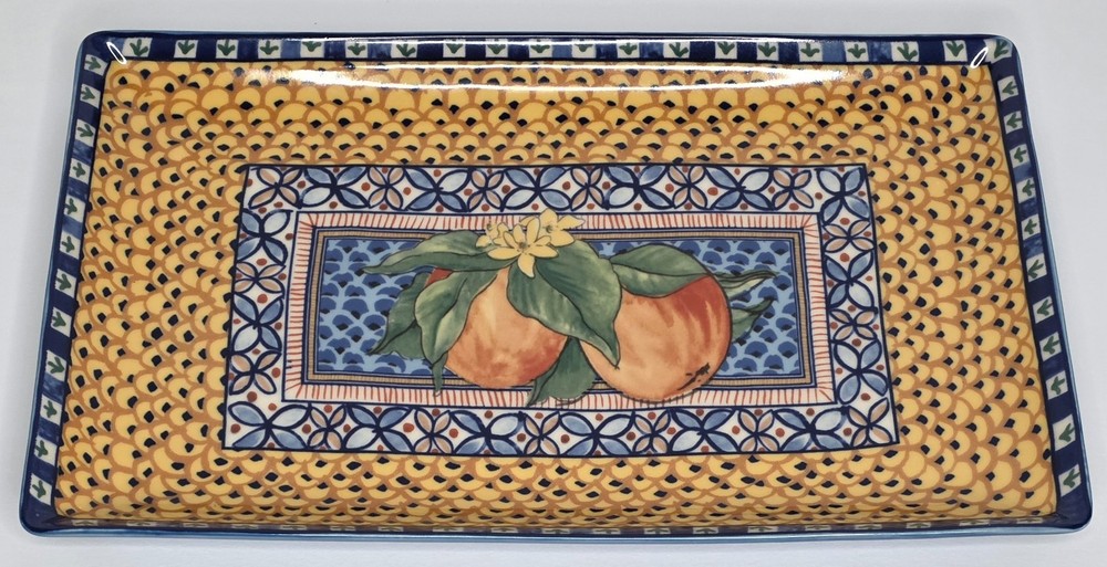 Williams Sonoma Sicily Rectangular Platter 14.25” Portugal Fruit Design