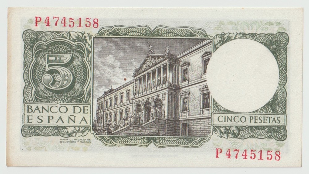 Spain 5 Festas, year 1954 Banknotes