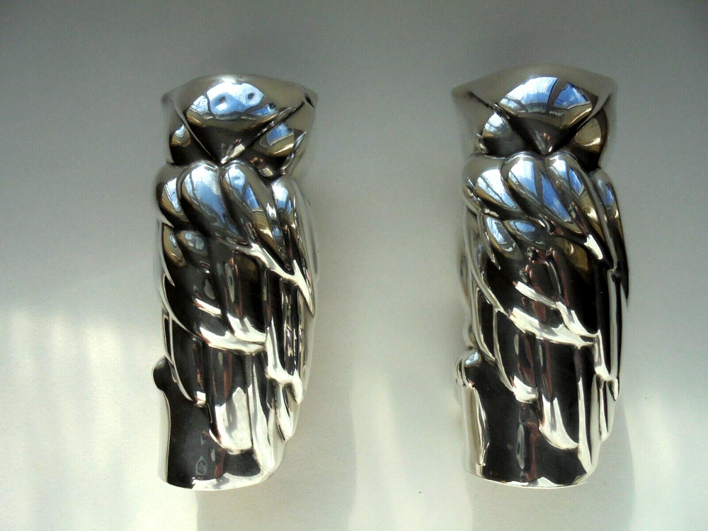 Rare Tiffany & Co Silver Owl Candlesticks