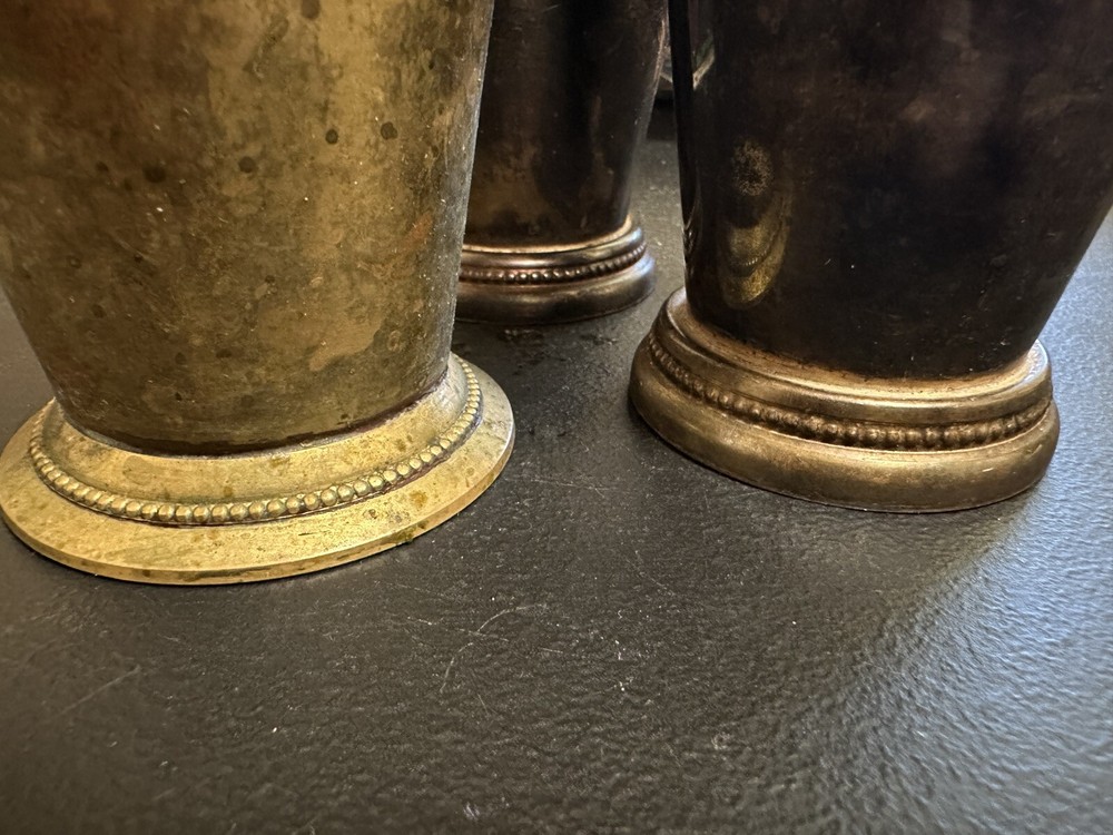 Vintage Goblets / Cups - 2 Silver Plated 1 Brass - Tarnished
