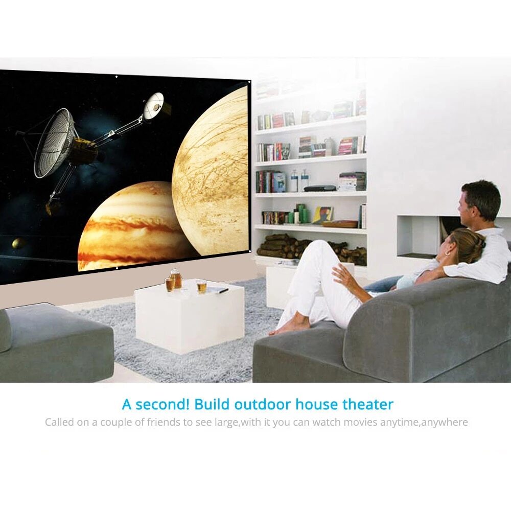 100" Portable Projector Screen | HD 16:9 | White | Dacron