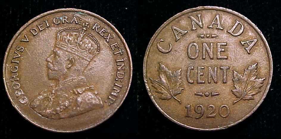 CANADA 1920 One Cent VF/XF