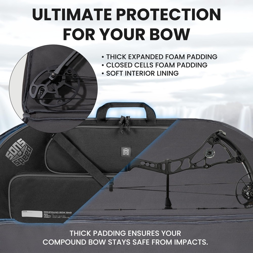 Bowarmor Soft Compound Bow Case - Lightweight Youth Bow Bag, Archery Case with S
