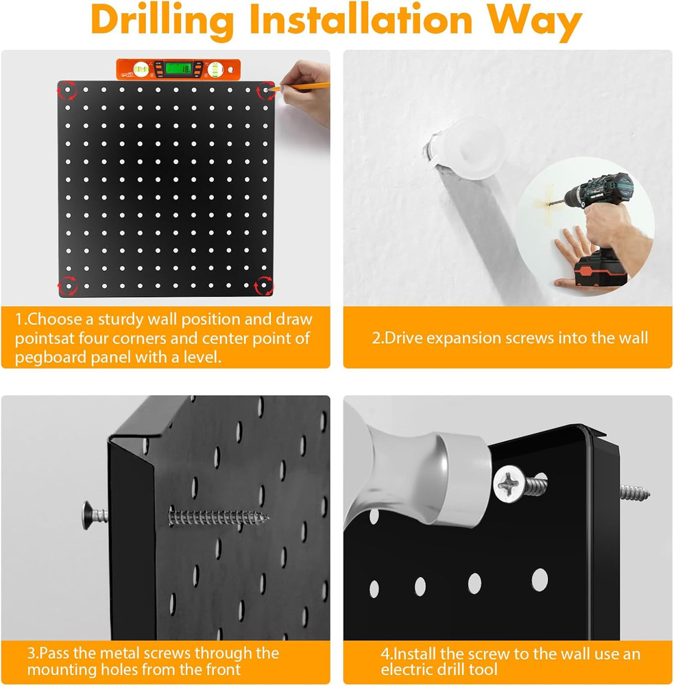 Peg Board 4 Pack with 32 Pcs Hooks