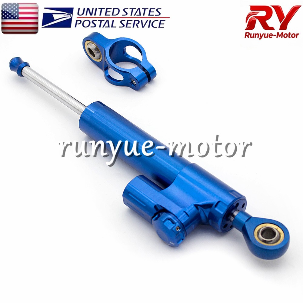 Blue 255mm Adjust Steering Damper Stabilizer Linear Control Universal Aluminum