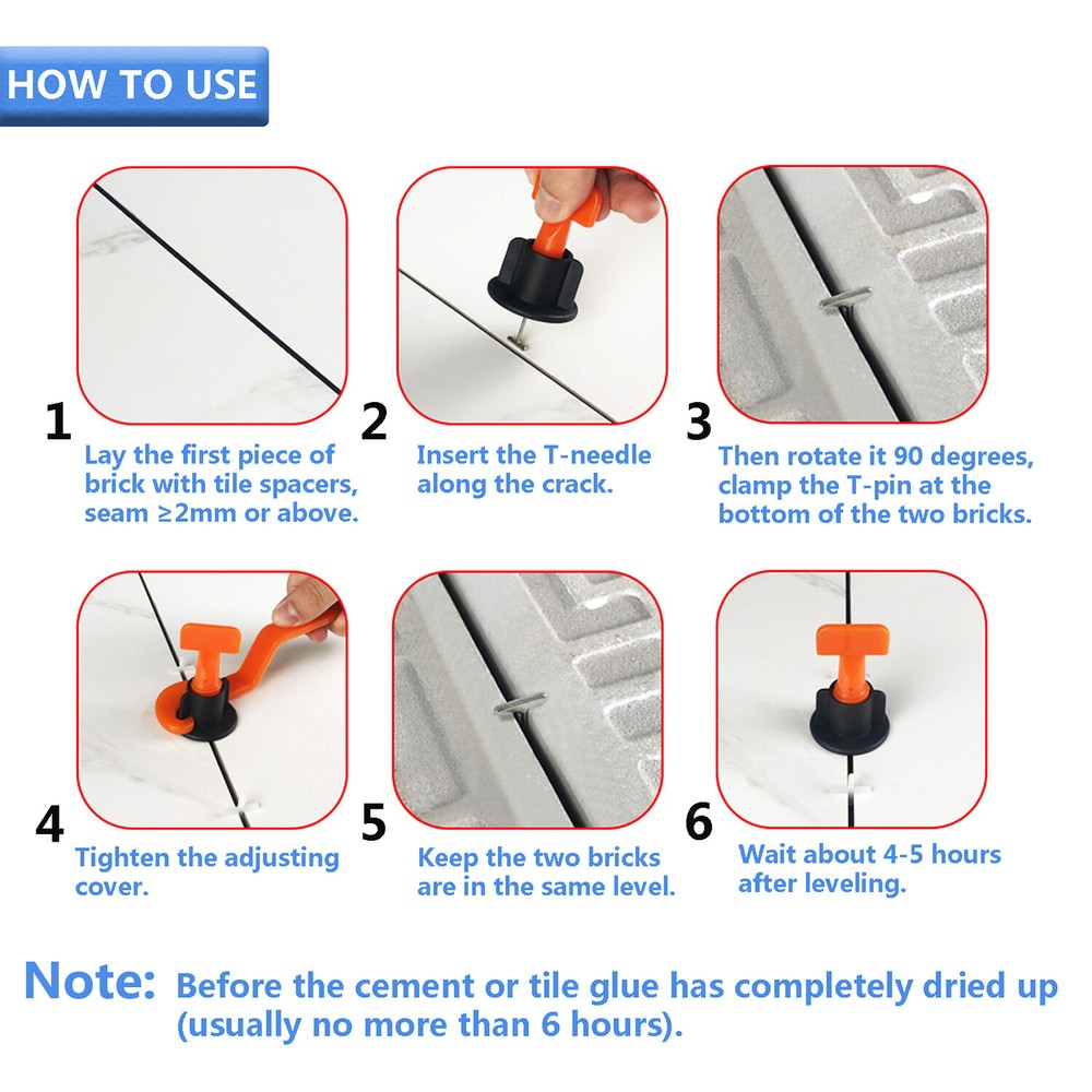 500pcs x Tile Leveling System 1/16" Reusable Tile Leveling Installation Tools