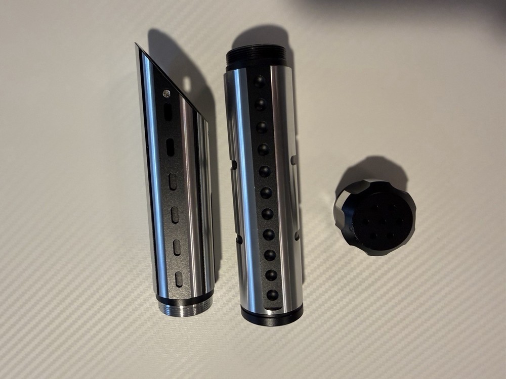 Lightsaber Hilt: Single Button, Silver And Black, Empty Hilt