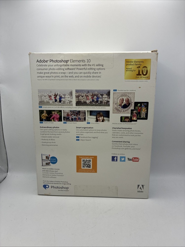 Adobe Photoshop Elements 10 for PC Mac New Sealed