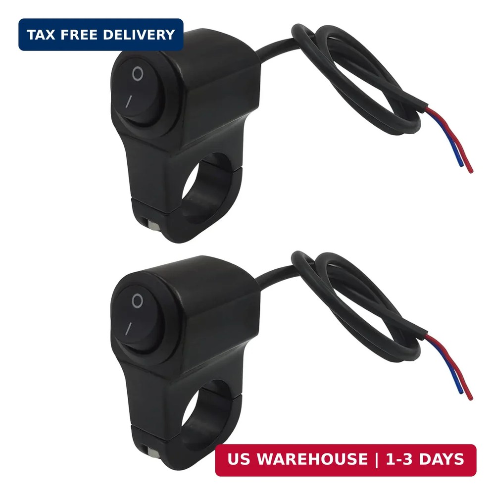 Handlebar Switch 7/8" for Motorcycle, 12V ON-Off Light Switch with Black Push Bu