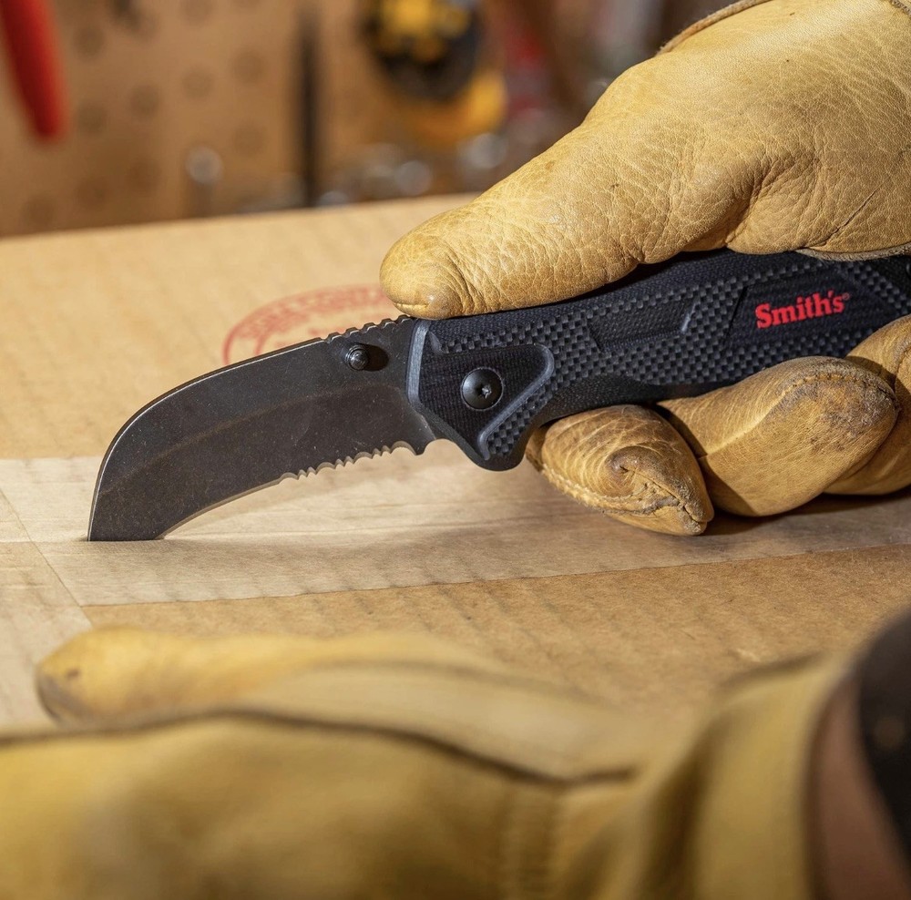 Smith's 51240 EdgeWork-Site Hawk Bill Knife , Black
